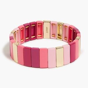 J. Crew Pink and Gold Enamel Stretch Bracelet